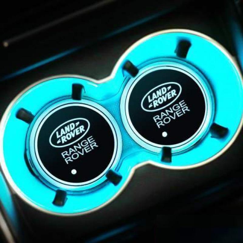 RANGE ROVER ランドローバー 車用 LEDコースター ドリンクホルダー ライトマットパッド 自動点灯消灯 2個セット 車カップ ...