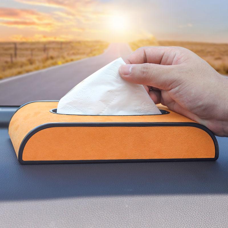 ◇汎用◇オレンジ◇車用ティッシュボックス 高級ティッシュ