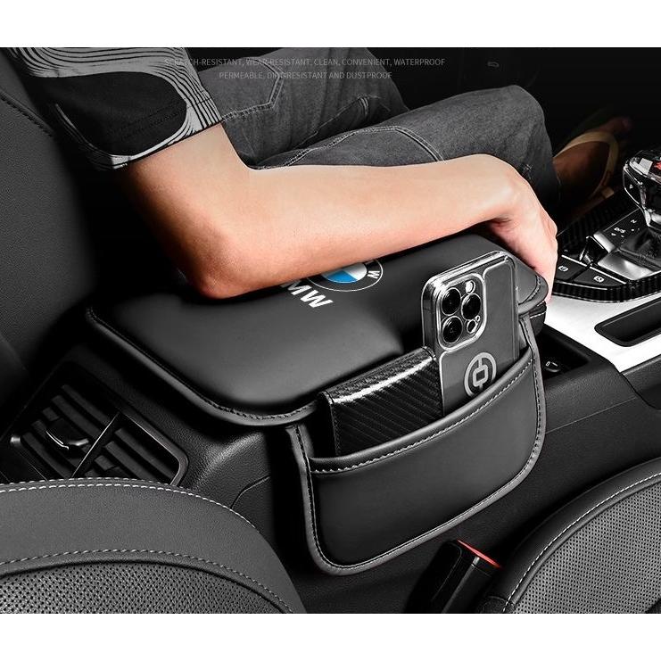 BMW ☆BMW☆ブラック☆車用アームレストカバー 収納袋付き PUレザー 肘