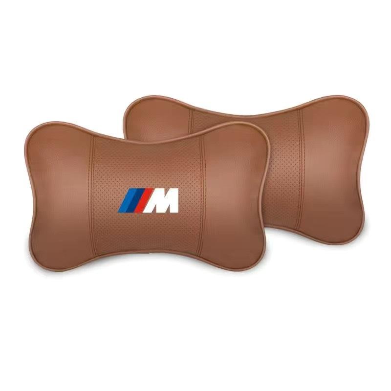  純正　ブラウン クッション、ピロー　ヘッドレスト　アクセサリー BMW M ☆BMW ///M☆ブラウン☆車用ネックパッド 首クッション