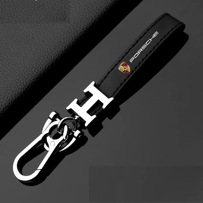 PORSCHE（ポルシェ） PORSCHE☆シルバー/ブラック☆車用キーホルダー