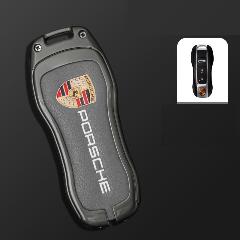 純正 Porsche ポルシェ レザーキーケース グレー PORSCHE ◇ポルシェ PORSCHE◇深錆色/グレー◇スマート キー