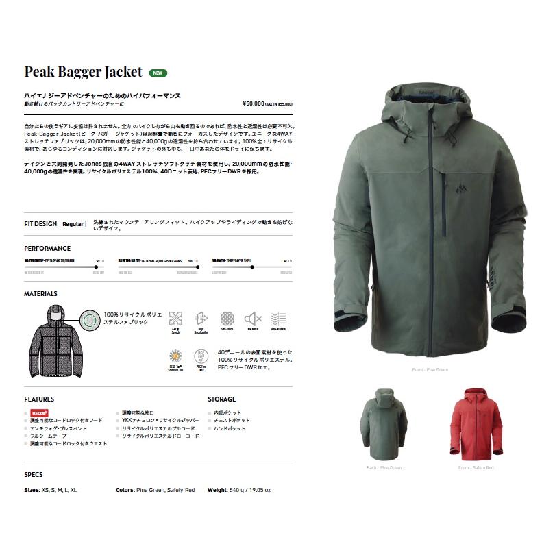JONES SNOWBOARDS PEAK BAGGER JACKET ジョーンズ スノーボードウェア ジャケット 正規販売店 J2122