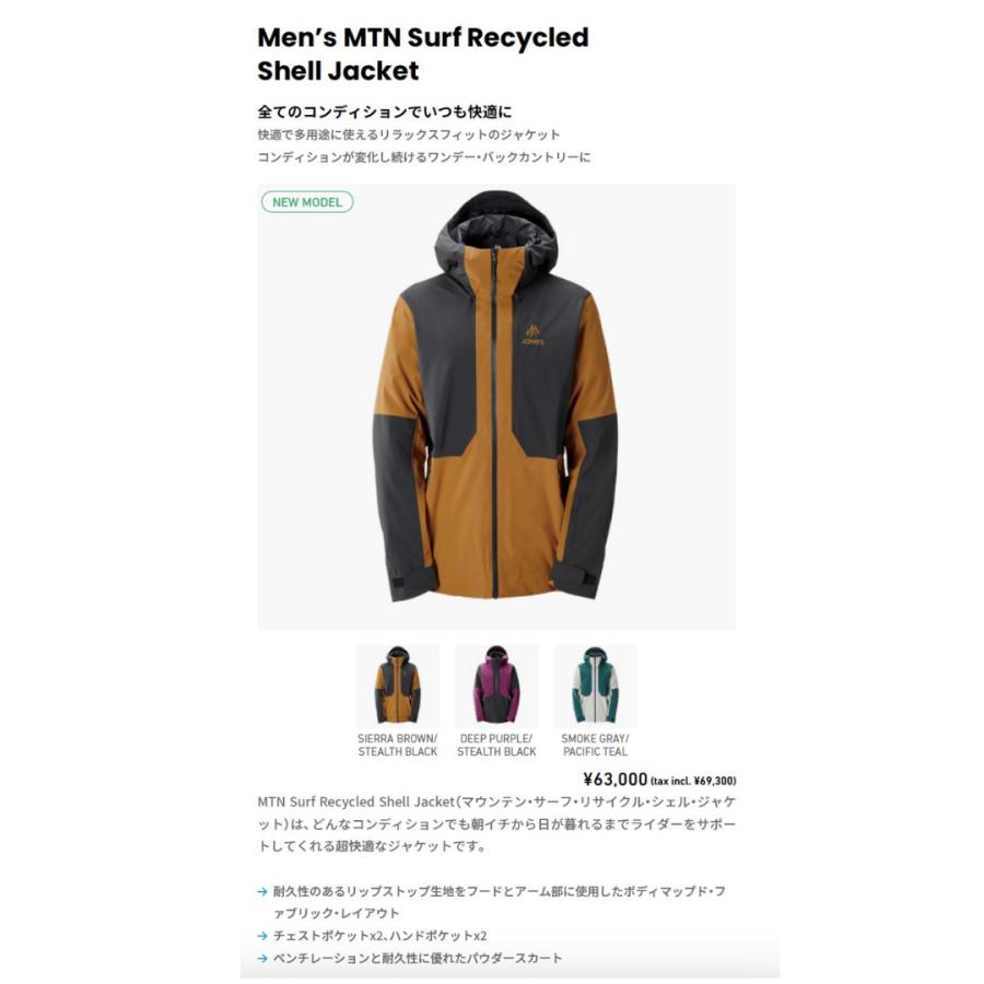 JONES ジョーンズ ウェア Men's MTN Surf Recycled Shell Jacket