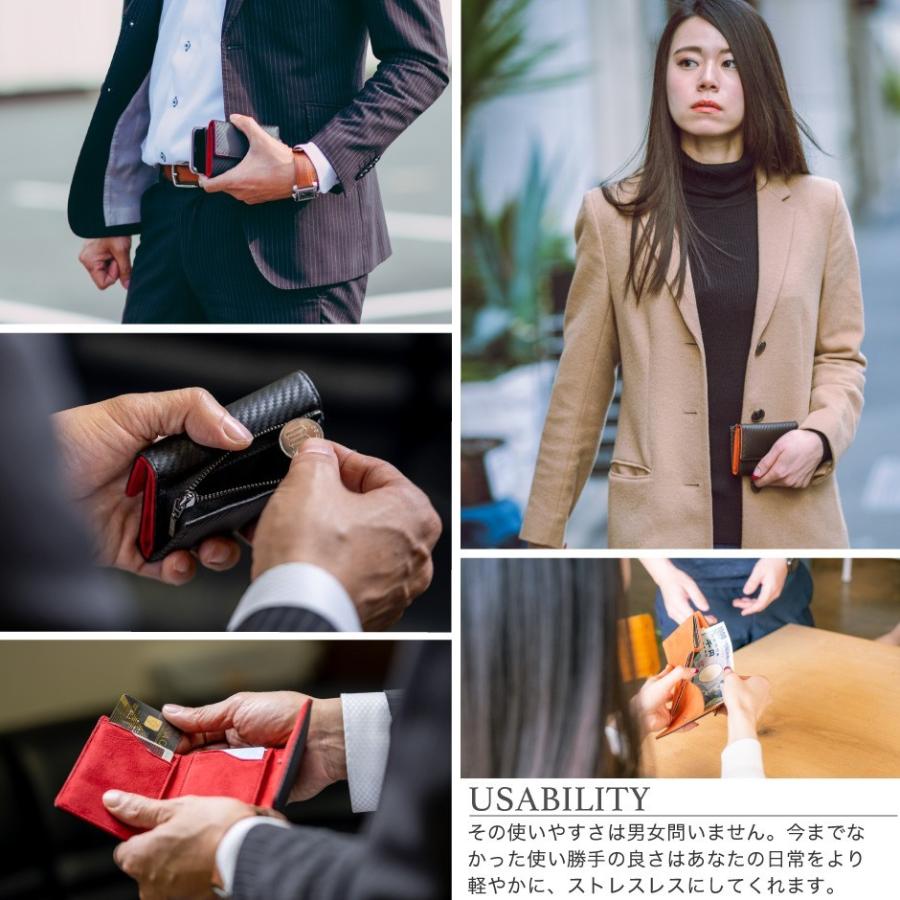 財布 コンパクト メンズ サイフ 父の日 ギフト プレゼント 小銭入れ コインケース 三つ折り 折り財布 東レ ウルトラスエード カーボンレザー Number7 | Number7 | 18