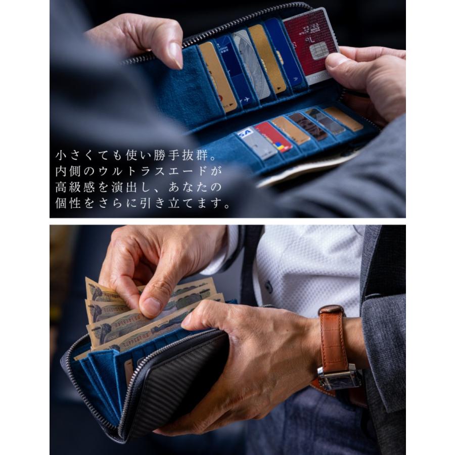 財布 長財布 メンズ財布 ラウンドファスナー メンズ 東レ ウルトラスエード ギフト 革 カーボンレザー Number7 | Number7 | 29