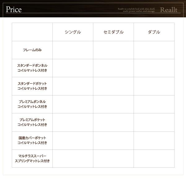 ベッド シングル 収納付き スリム棚 収納ベッド Reallt リアルト 国産カバーポケットコイルマットレス付き シングルサイズ シングル 収納付き スリム棚 シングルサイズ