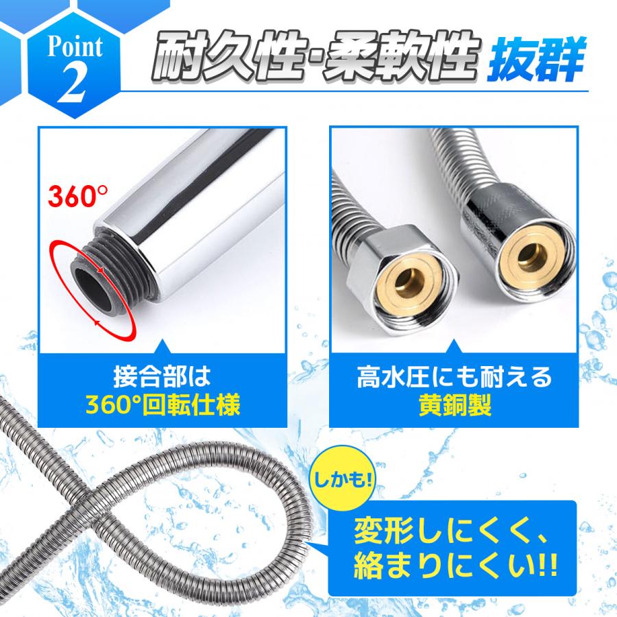 シャワーホース 交換 1.5m TOTO KVK INAX LIXIL MYM ステンレス G1/2