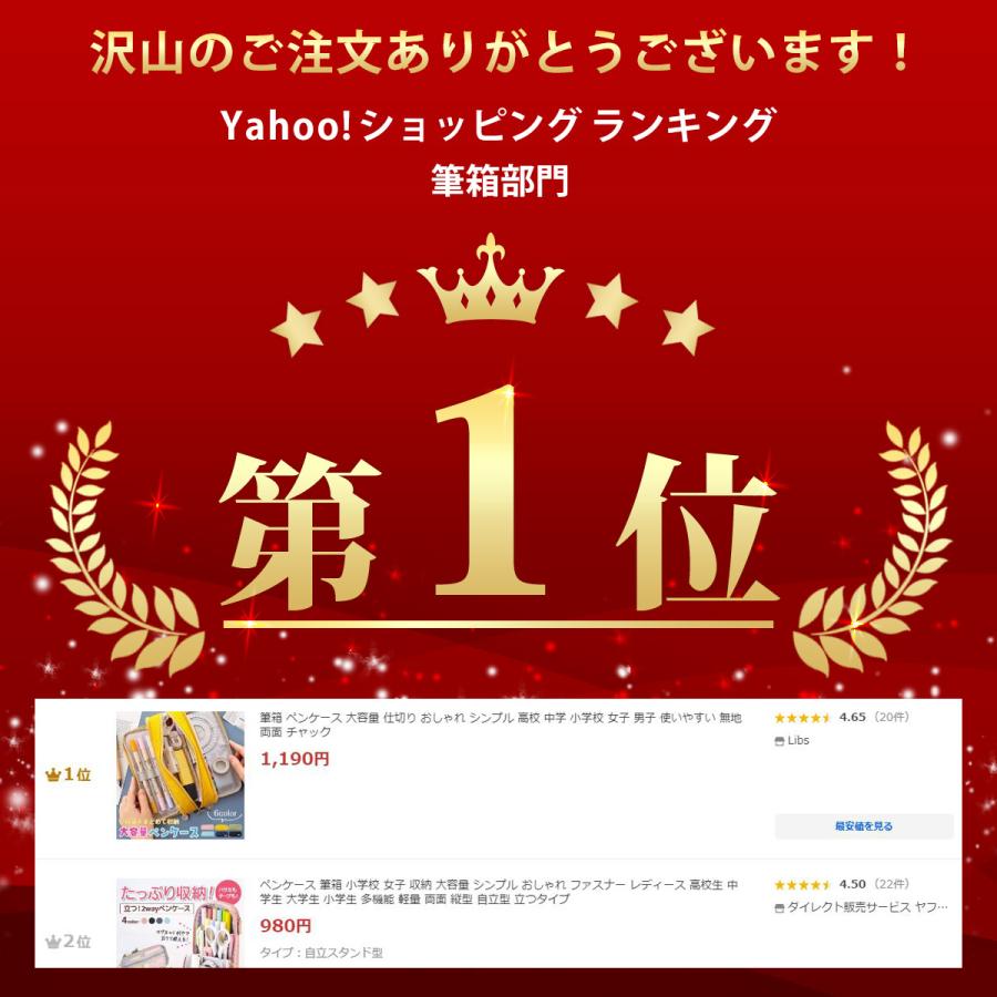 筆箱 ペンケース 大容量 仕切り おしゃれ シンプル 高校 中学 小学校 女子 男子 使いやすい 無地 両面 チャック |  | 01