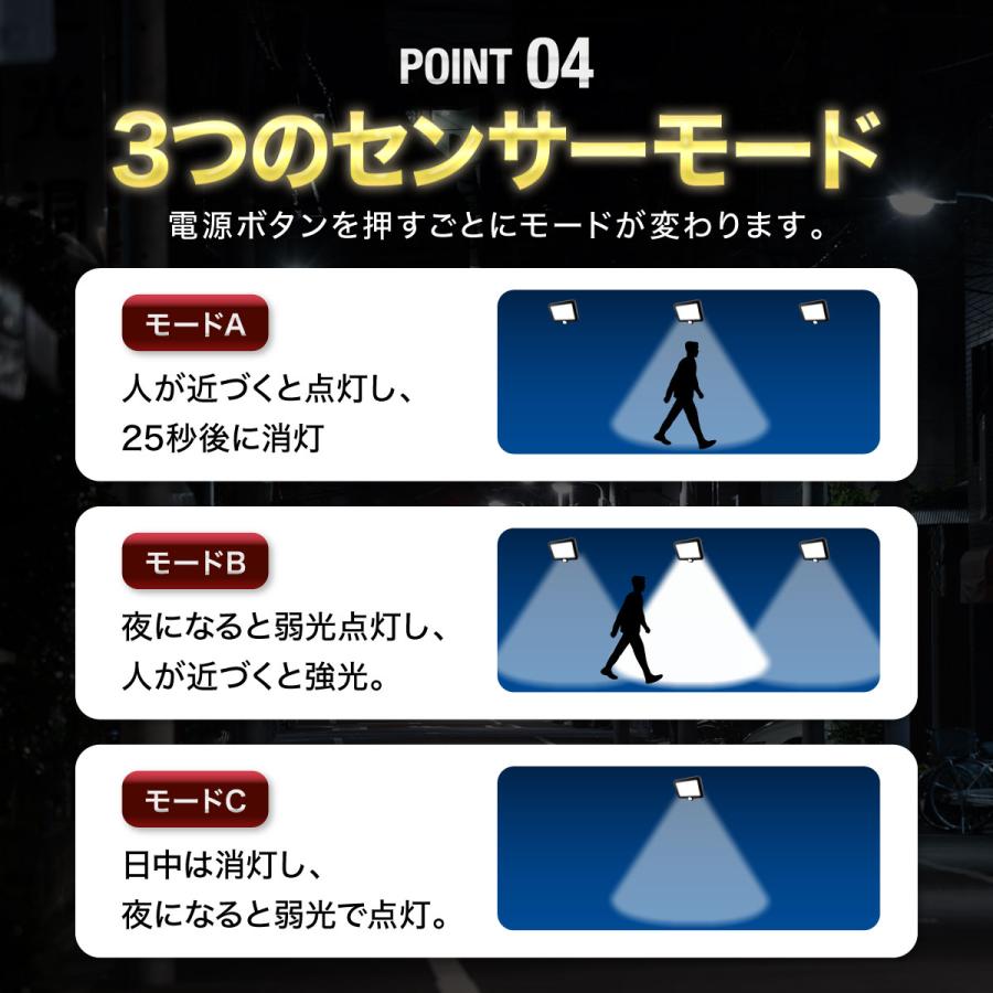 ソーラーライト センサーライト 屋外 led 人感 防水 2個セット 分離式 充電式 明るい ガーデンライト 壁掛け 防犯灯 2台 2灯 室内 |  | 07