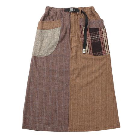 ゴースローキャラバン(GOSLOWCARAVAN)ウール ライク ファブリック クレイジー 脇ポケスカート 350207 BR… go slow caravan（ゴースローキャラバン） ゴースローキャラバン