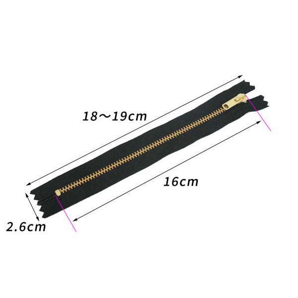 YKK】金属ファスナー 3号 ゴールド DF 全8色 16cm 1本【メール便対応