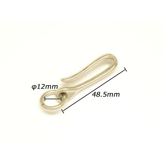 カン付フック S ニッケル（真鍮製） 長さ48.5mm、カンφ12mm 1ヶ