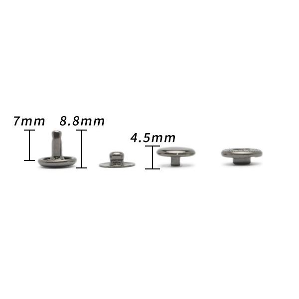 バネホック 両面頭タイプ 小 黒ニッケル φ10mm|足の長さ7mm 10 バネホック 両面頭タイプ 小 黒ニッケル φ10mm|足の長さ7mm 10