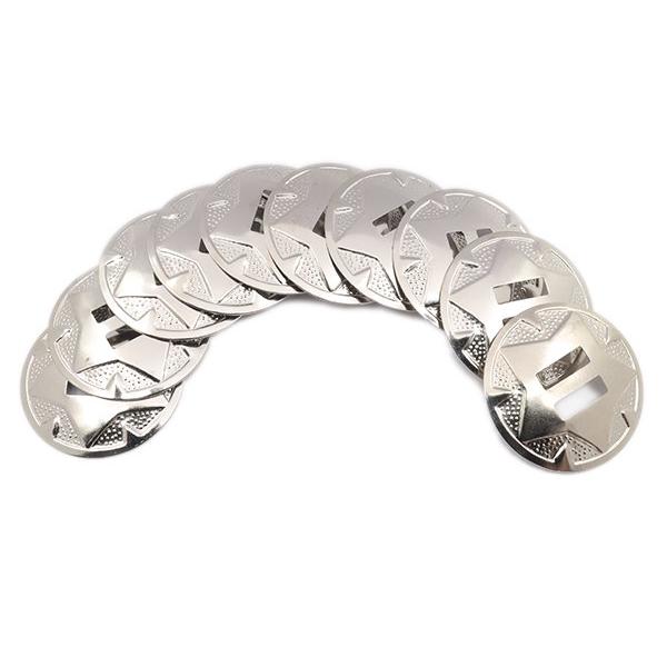 スライドコンチョ（プレート） 特大 ニッケル φ39mm、穴幅13mm 約0.3mm