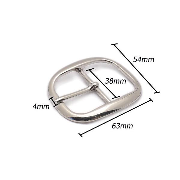 センターバーバックル ニッケル ベルト巾38mm、本体63mm×54mm 1ヶ