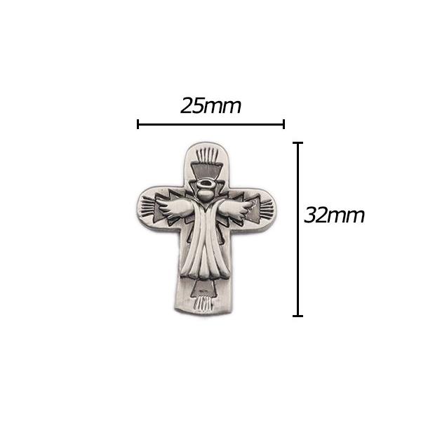 アンティークコンチョ エンジェルクロス シルバーアンティック 32mm