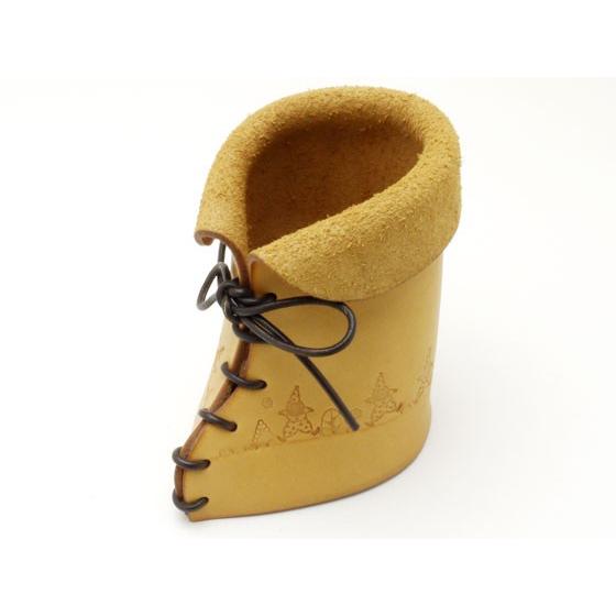 型紙】ブーツ型ペン立て 高さ10cm、底幅7cm【メール便対応】 [レザー