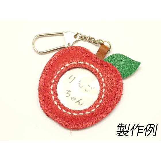 りん＊確認用お名前入りオーダーメイド木製キーホルダー♫ りんごお名前キーホルダーキット 赤 6.0cm(金具は含まず)【メール便