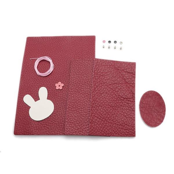 うさぎシリーズ】うさぎの小物 カードケースキット エンジ&白