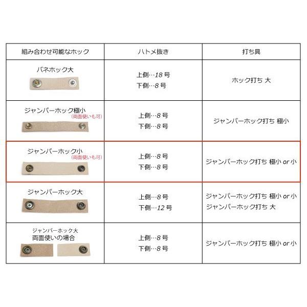 デザインホック用 ジャンパーホック小 頭なし3点セット デザインホック用 ジャンパーホック小 頭なし3点セット