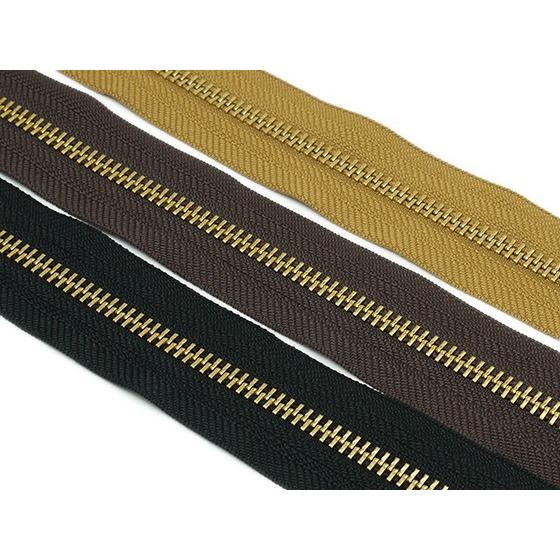 YKK】金属ファスナー 7号 両用 ゴールド （メートル売り） 黒