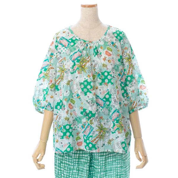 チュニック セール パジャマ 7分袖 TUNIC 綿100％ 綿ローン