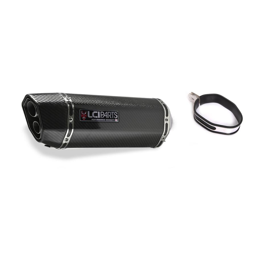 汎用 LCIPARTS LCI ツインエンド カーボンマフラー 差込径54.0mm