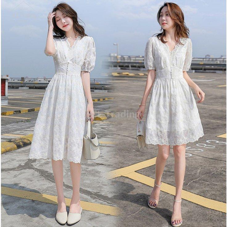 ワンピース レディース 40代 きれいめ膝丈ワンピース 春夏新作 半袖ワンピース 白レース シフォン Vネック Aラインスカート オシャレ結婚式ドレス 大人 上品 Lcl Lcl 通販 Yahoo ショッピング