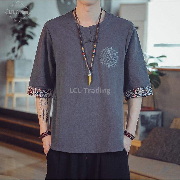 リネンシャツ チャイナ服 メンズ カジュアルシャツ 綿 長袖シャツ トップス メンズシャツ 立ち襟 大きくサイズ メンズファッション 海外輸入