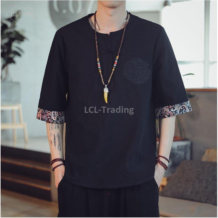 リネンシャツ チャイナ服 メンズ カジュアルシャツ 綿 長袖シャツ トップス メンズシャツ 立ち襟 大きくサイズ メンズファッション 海外輸入