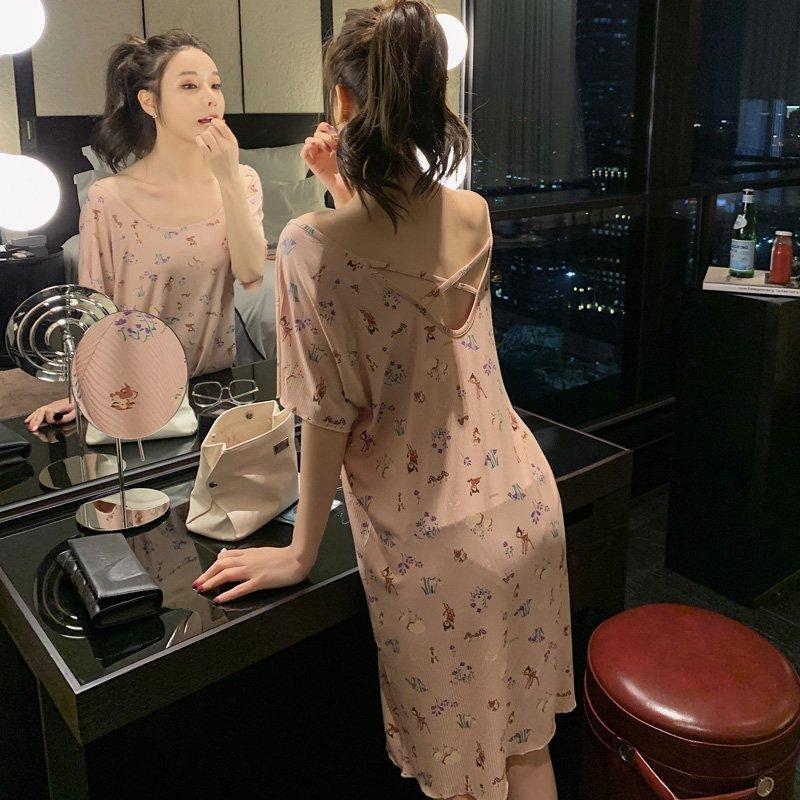 限定セール モーダル ロングネグリジェ 半袖ワンピース 春夏パジャマ レディース ネグリジェ 背中出し 安い ゆったり 部屋着 寝巻き ルームウェア ナイトロープ ネグリジェ カラー 花ピンク Www We Job Com