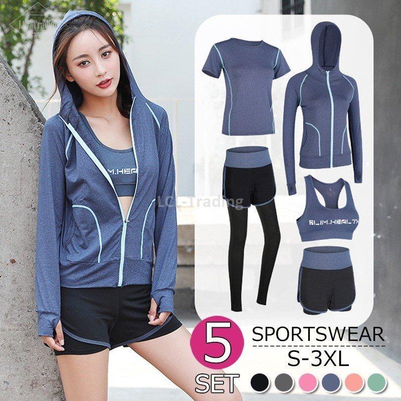 スポーツウェア レディース 上下5点セット トレーニングウェア フィットネスウェア ヨガウェア ランニングウェア 吸汗 速乾 オシャレスポーツブラ 6色 Lcl Lcl 通販 Yahoo ショッピング