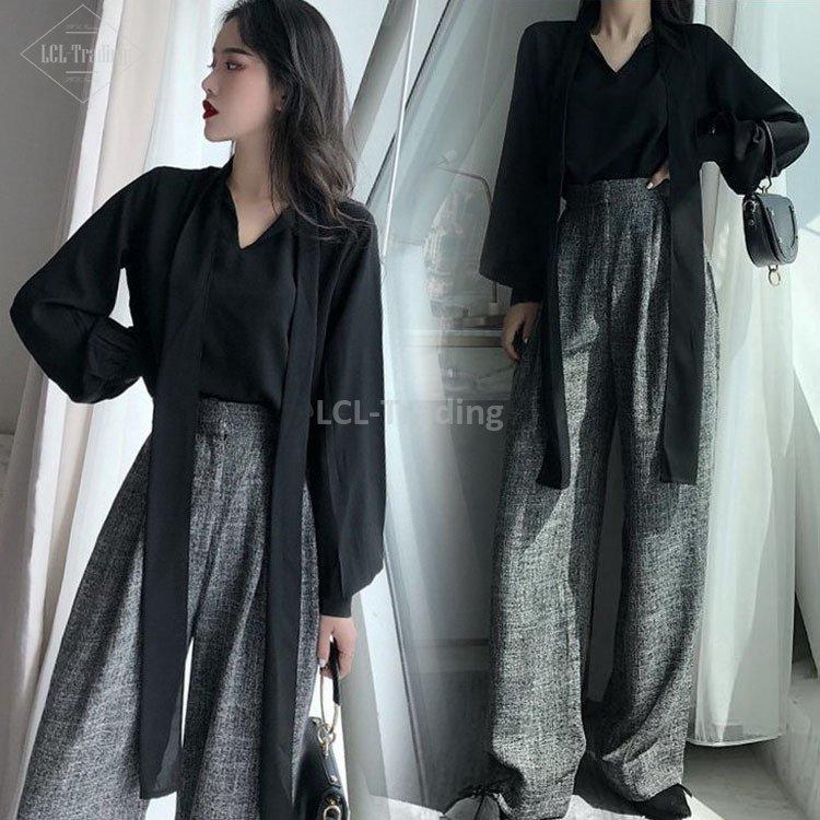 セットアップ レディース 40代 春秋 長袖 リボンブラウス ワイドパンツ ロング丈 オシャレ2点セット 上品 韓国風 オフィス フォーマル 通勤 Ol お出かけ 着痩せ セットアップ カラー 写真色 Ilgaimportadora Com