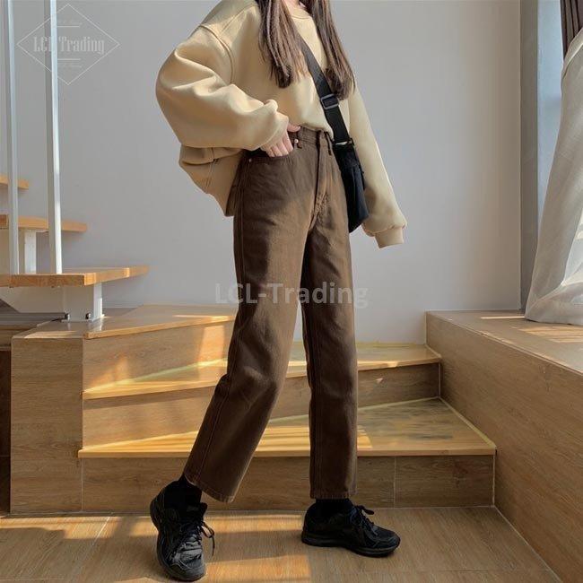 レディースファッション 男女兼用 カジュアルウェア ワイドパンツ デニム レディース ｇパン ジーンズ サルエルパンツ ゆったり デニムパンツ ブラウン ロングパンツ カジュアルパンツ レトロ 3zgw9fpdic Www Sakphotography Com