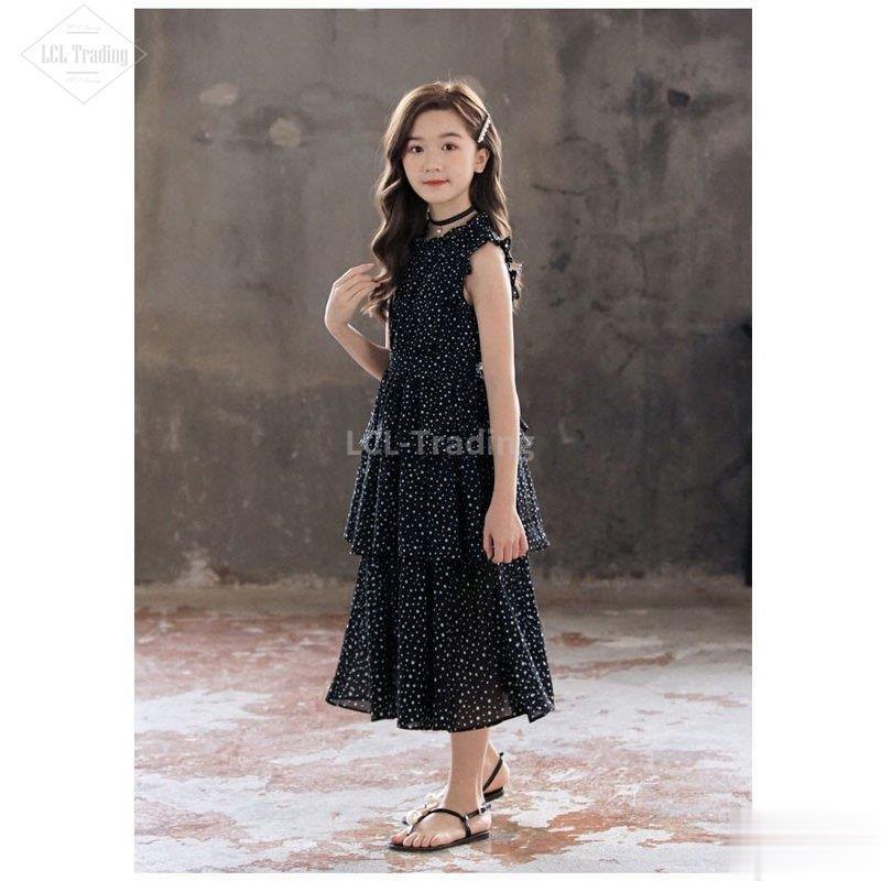 ワンピース キッズ 女の子 夏 ノースリーブ 子供ワンピース キッズワンピース 黒ワンピース ロング丈 ゆったり ジュニア 子供服 110 1 130 140 150 160cm オープニングセール
