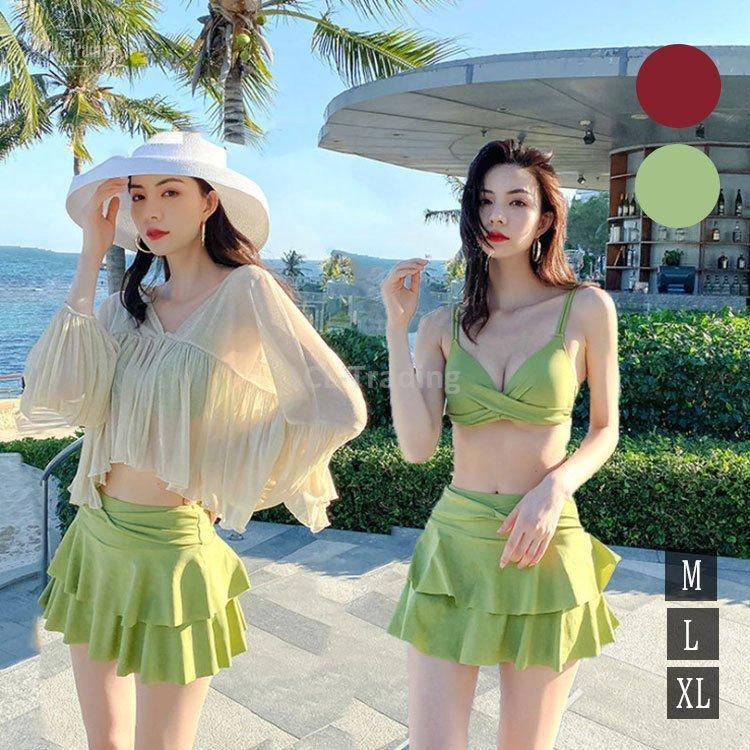安い購入 韓国風 海水浴 ママ水着 Uv 体型カバー パッド付き 日焼け防止 リゾート セパレート バンドゥ 小胸 夏 3点セット レディース 水着 可愛い 40代 30代 代 水着セット カラー グリーン Mail Sarwadadi Kawunganten Cilacapkab Go Id