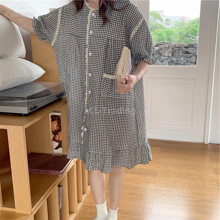 カップルパジャマ ペアパジャマ 春夏 半袖ルームウェア ペアルック 寝巻き 可愛い チェック柄 ネグリジェ 上下セットレディース メンズ部屋着 オシャレ ギフト 高い素材