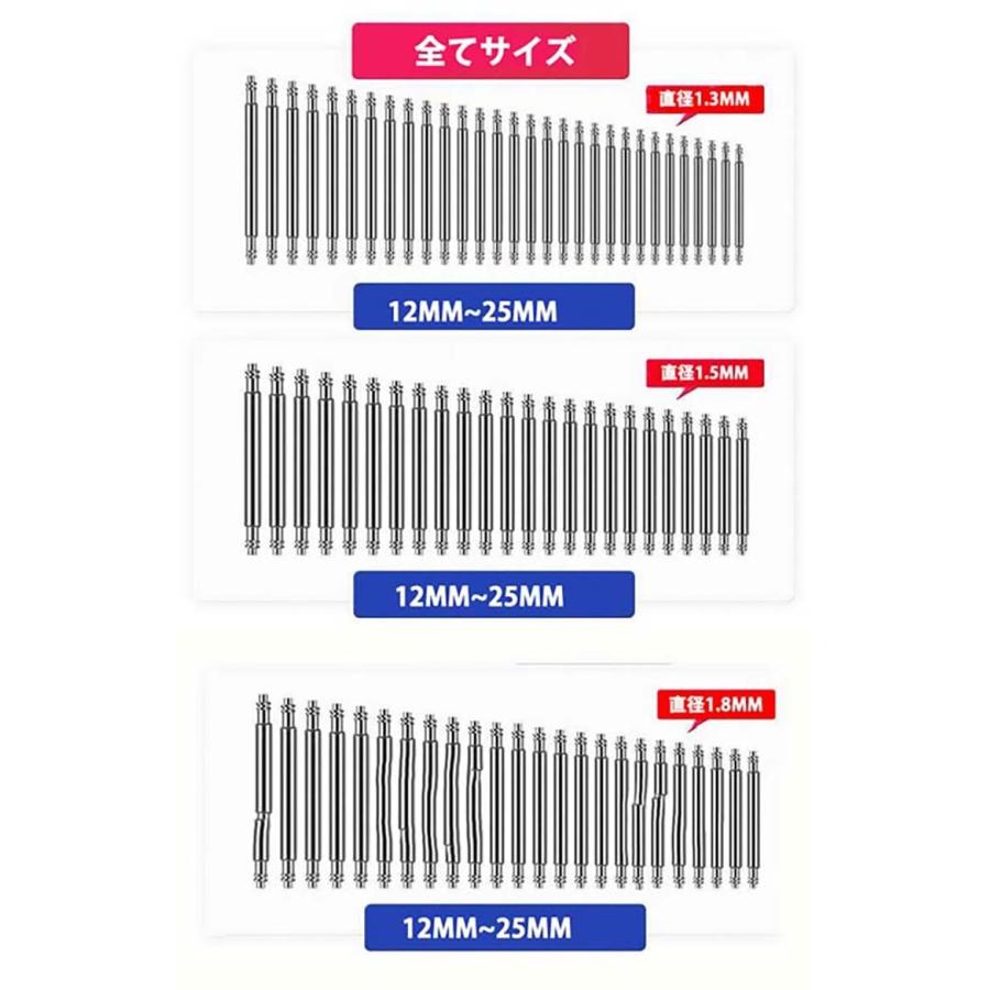 バネ棒 2本 直径 Φ 1.3 1.5 1.8 長さ 12 13 14 15 16 17 18 19 20 21 22 23 24 25mm 時計 部品 パーツ ベルト ステンレス 時計バンド 専用部品｜lcsime-shop｜02