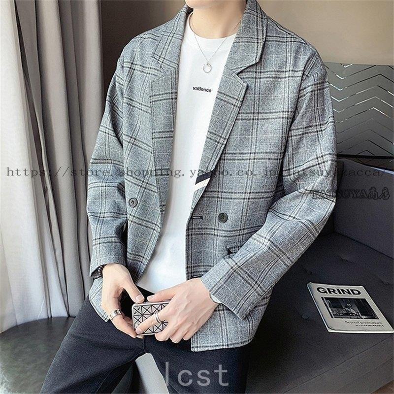 生まれのブランドで ジャケット テーラードジャケット メンズ 春 アウター 卒業式 テーラードジャケット メンズ アウター ショート丈 チェック柄 通勤 春秋春夏 紳士用 アウター カジュアルスーツ Jacket カジュアルスーツ 代30代