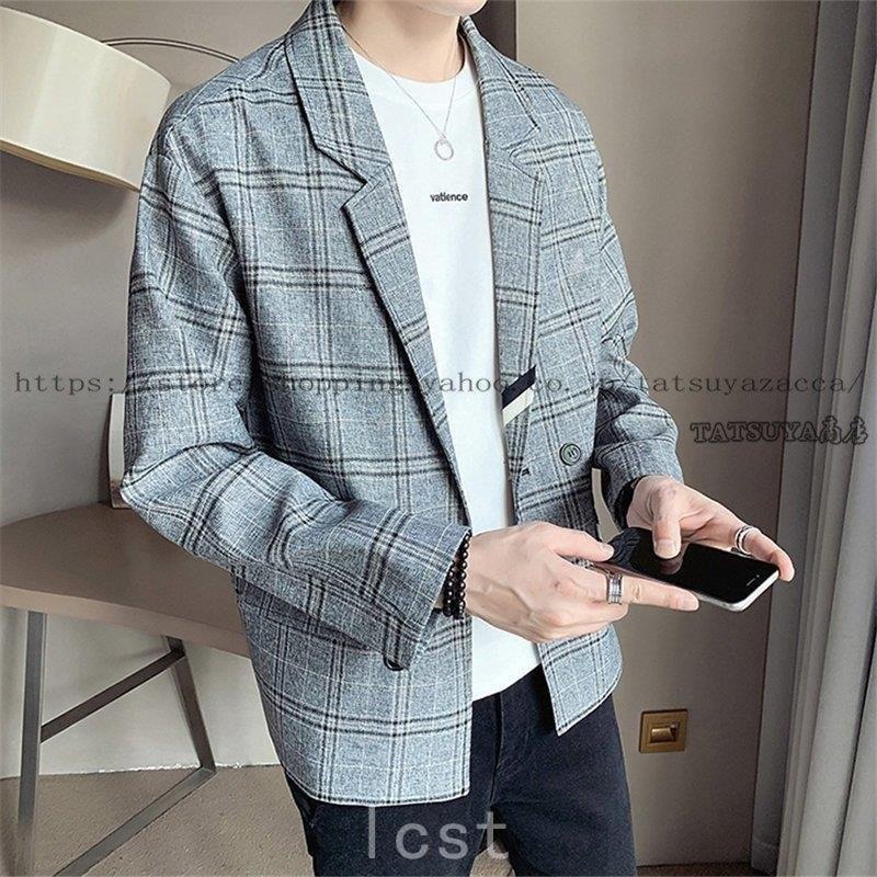 生まれのブランドで ジャケット テーラードジャケット メンズ 春 アウター 卒業式 テーラードジャケット メンズ アウター ショート丈 チェック柄 通勤 春秋春夏 紳士用 アウター カジュアルスーツ Jacket カジュアルスーツ 代30代