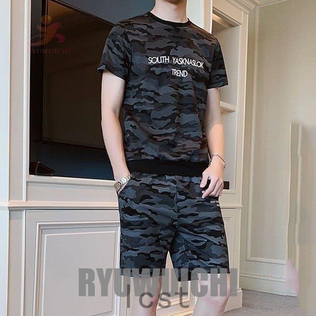 メンズ 夏 迷彩 半袖tシャツ ハーフパンツ 上下セット ジャージ 2点セット スポーツウェア ルームウェア カジュアル おしゃれ カッコいい 代 30代 40代 学生 素敵な
