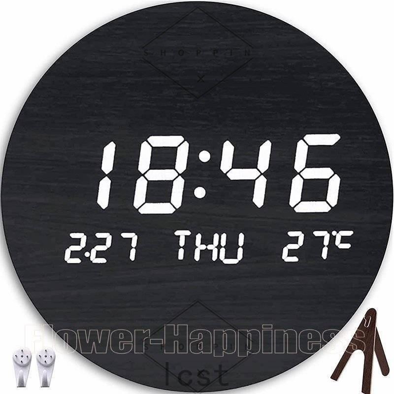 壁掛け時計 デジタル オシャレ 木製 家具 インテリア Led 電子時計自動調光 デジタル時計 卓上 オシャレ 置き時計 おしゃれ インテリア 8000mah充電式 光る 電子時計自動調光 温度表示 カレンダー 曜日 Lcs59 Laica