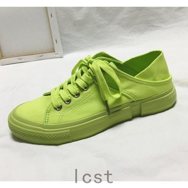 スニーカー レディース かかとが踏めるスニーカー 蛍光 白 ローカットスニーカー カジュアル キャンバススニーカー 靴 シューズ 紐靴 Lcs611 Laica 通販 Yahoo ショッピング