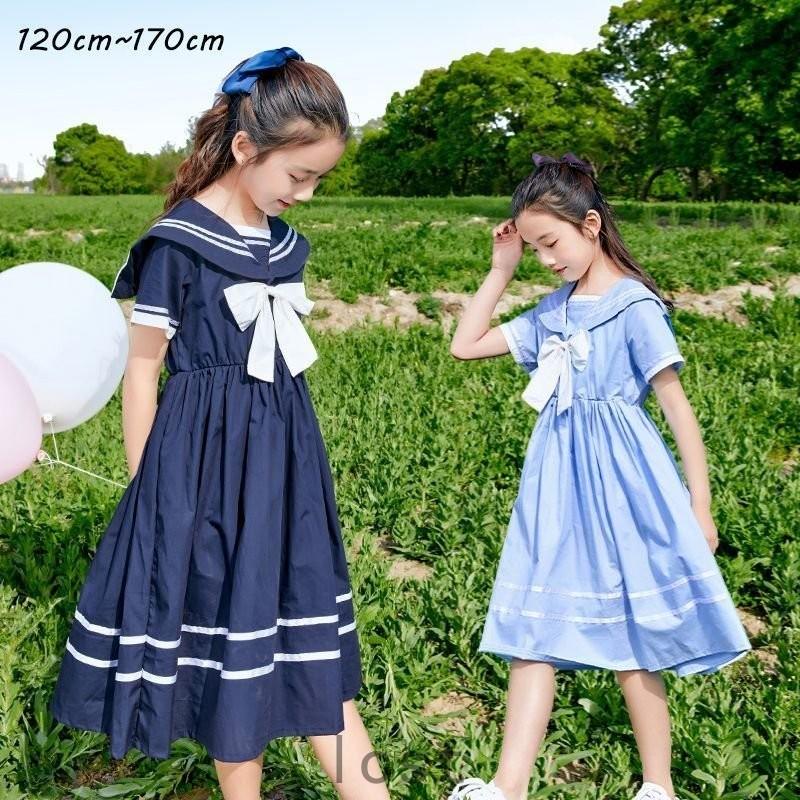 ワンピース 女の子 ドレス 子供 キッズ 半袖 セーラー服 制服 学院風 海軍風 入学式 新作 シャツ 子ども服 女の子 入学式 子供ドレス 夏 Lcs65 Laica 通販 Yahoo ショッピング