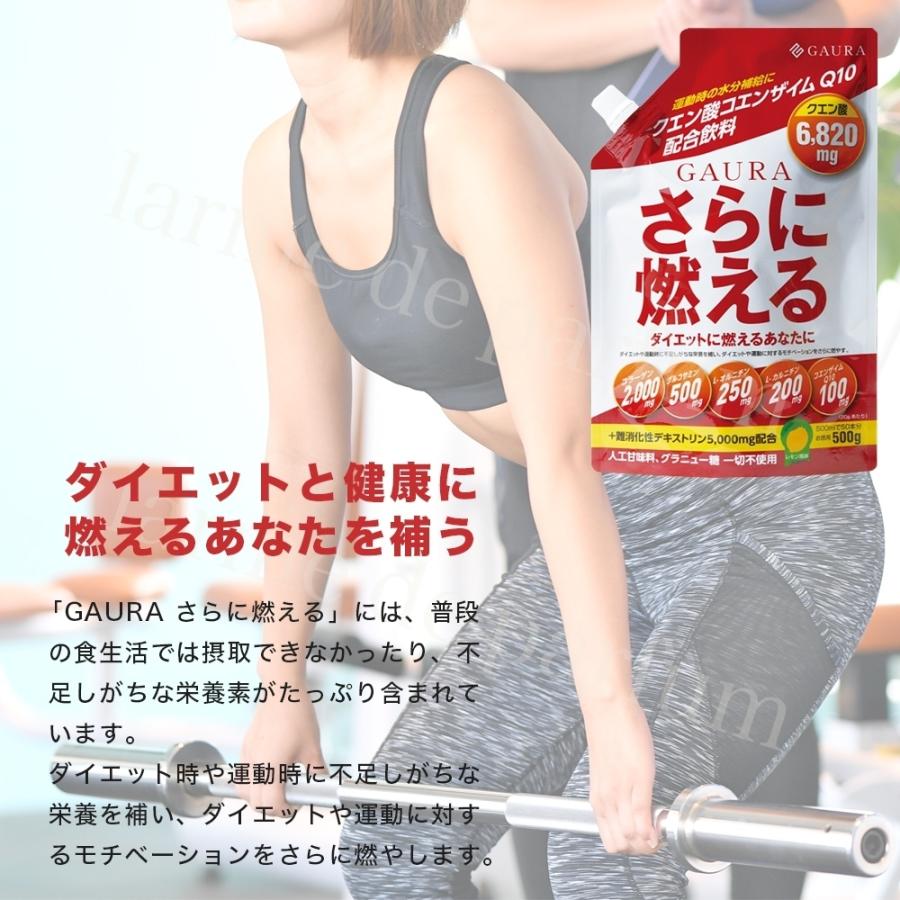 【公認店 3袋セット】 ガウラ さらに燃える 500g クエン酸 6820mg コエンザイムQ10 100mg 粉末飲料 サプリ サプリメント ダイエット 運動 筋トレ レモン風味の画像