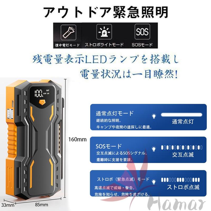 進化版 ジャンプスターター ポータブル電源 大容量 12V 79800mAh 緊急始動 車用品 モバイルブースター 急速充電 安全保護 モバイルバッテリー おすすめ 防災対策 |  | 11