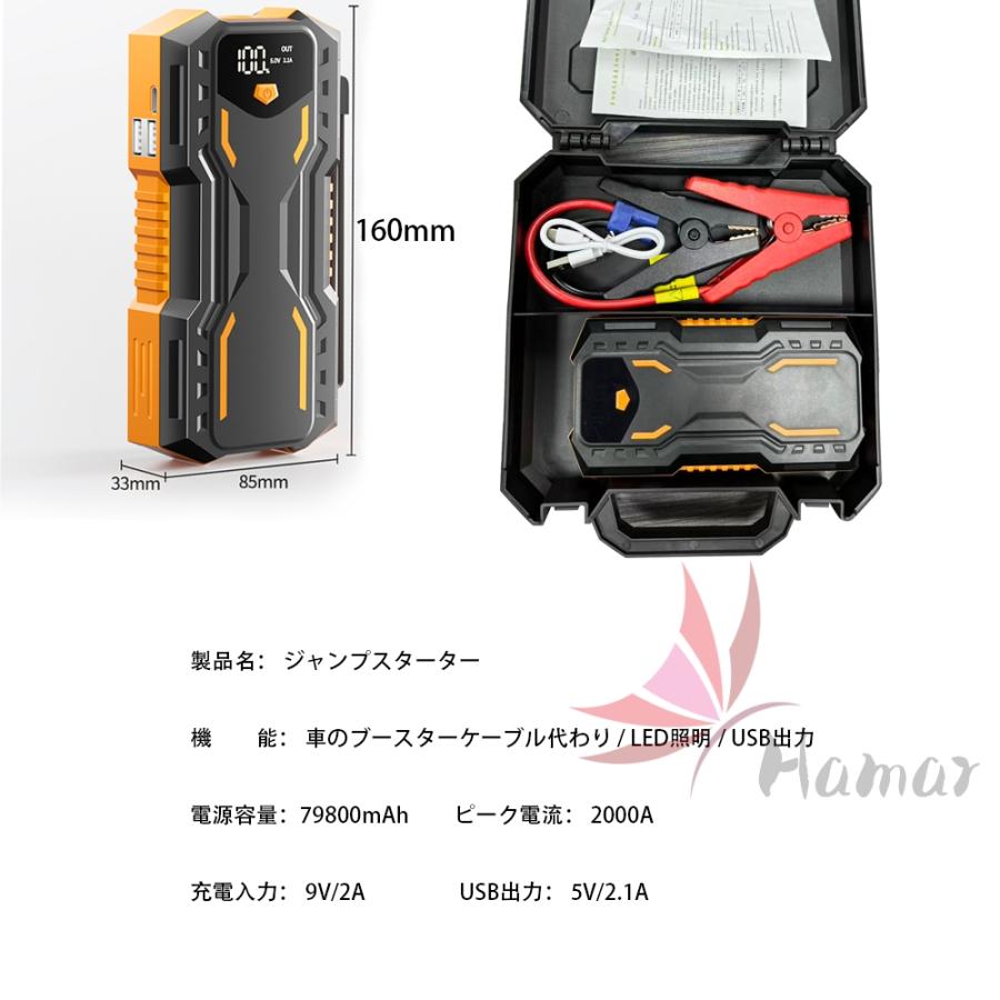 進化版 ジャンプスターター ポータブル電源 大容量 12V 79800mAh 緊急始動 車用品 モバイルブースター 急速充電 安全保護 モバイルバッテリー おすすめ 防災対策 |  | 14