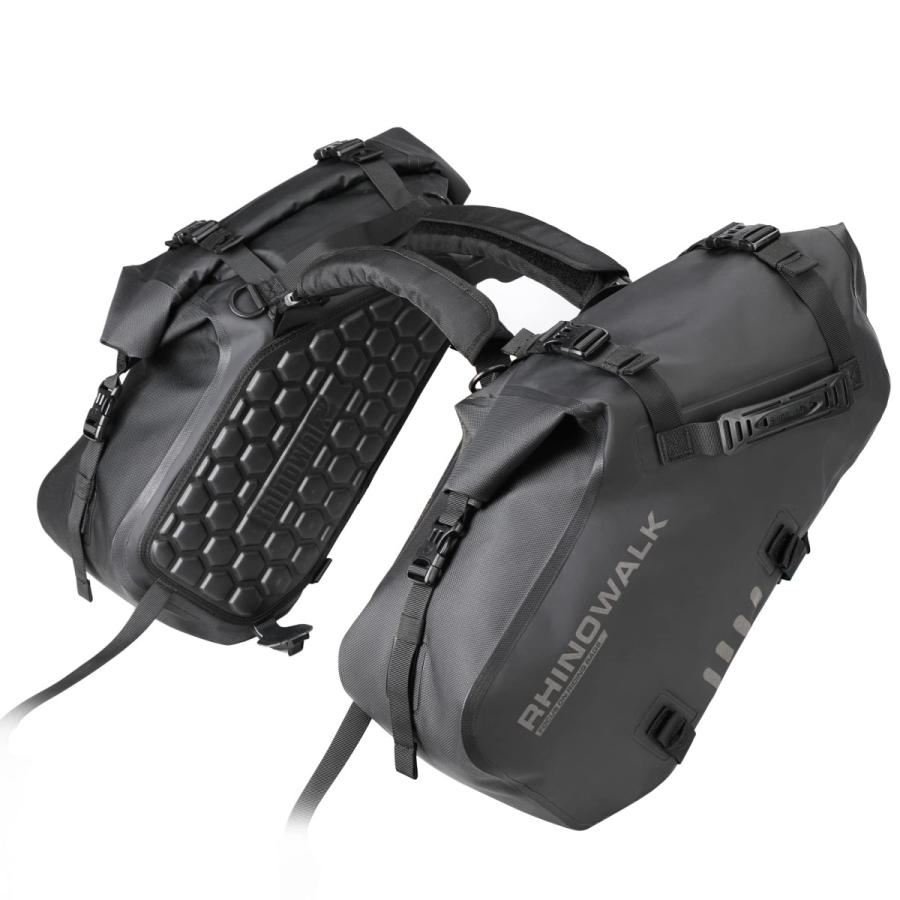 RHINOWALK MT1428 モーターサイクルサドルバッグ Lサイズ Color:Black_Size:MT1428-28L Rhinowalk バイク用 防水サイド
