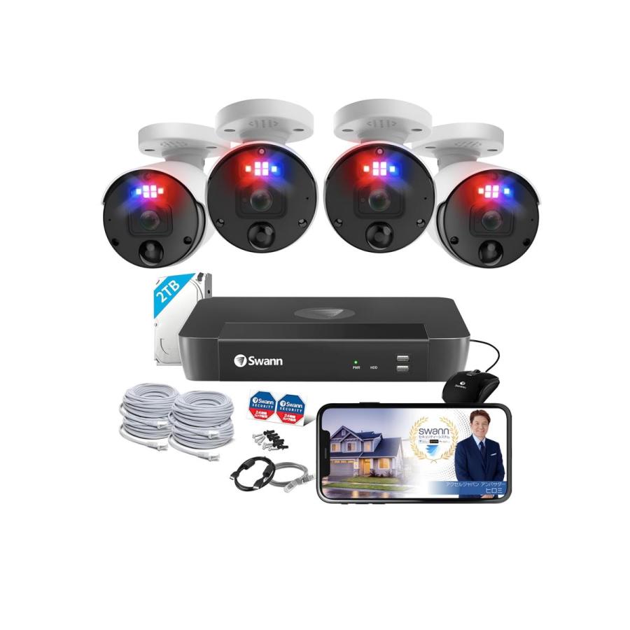 Swann 4台セット 4台セット Swann エンフォーサー 8CH 12MP NVR セキュリティ